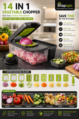 🥗14-in-1 Multifunction Vegetable Chopper & Slicer with Container | Manual Food Cutter, Dicer, Grater & Kitchen Prep Tool